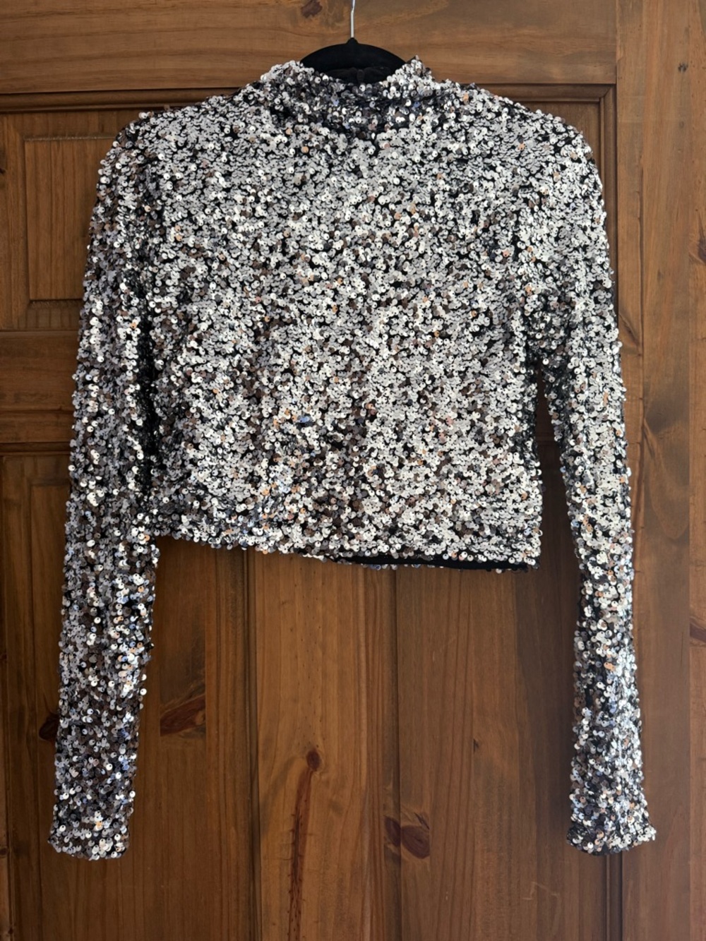 Dkny Black Top with Silver Sequins